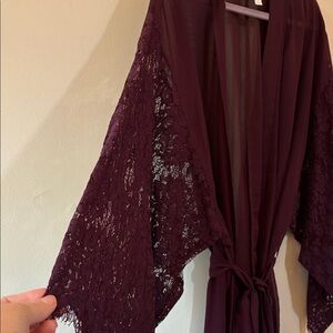 Cacique Deep Purple/Plum Lace Robe sheer size 14/16